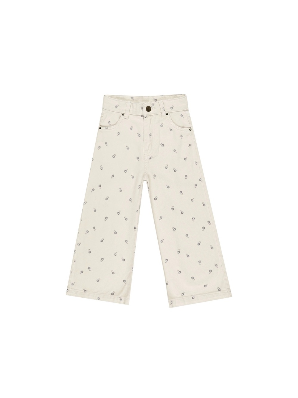 Rylee + Cru Cream Wide-Leg Floral Jeans